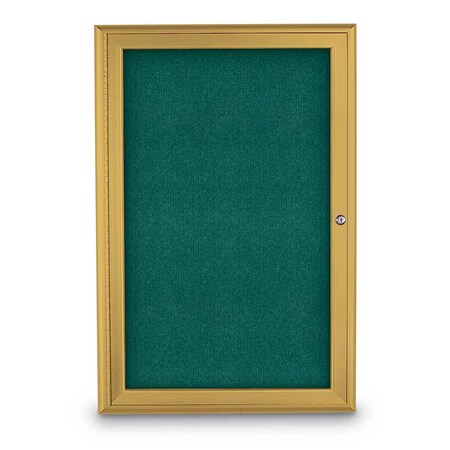 United Visual Products Sliding Door Indoor Enclosed Corkboard, 9 UV9029ACSH-SATIN-BUFF